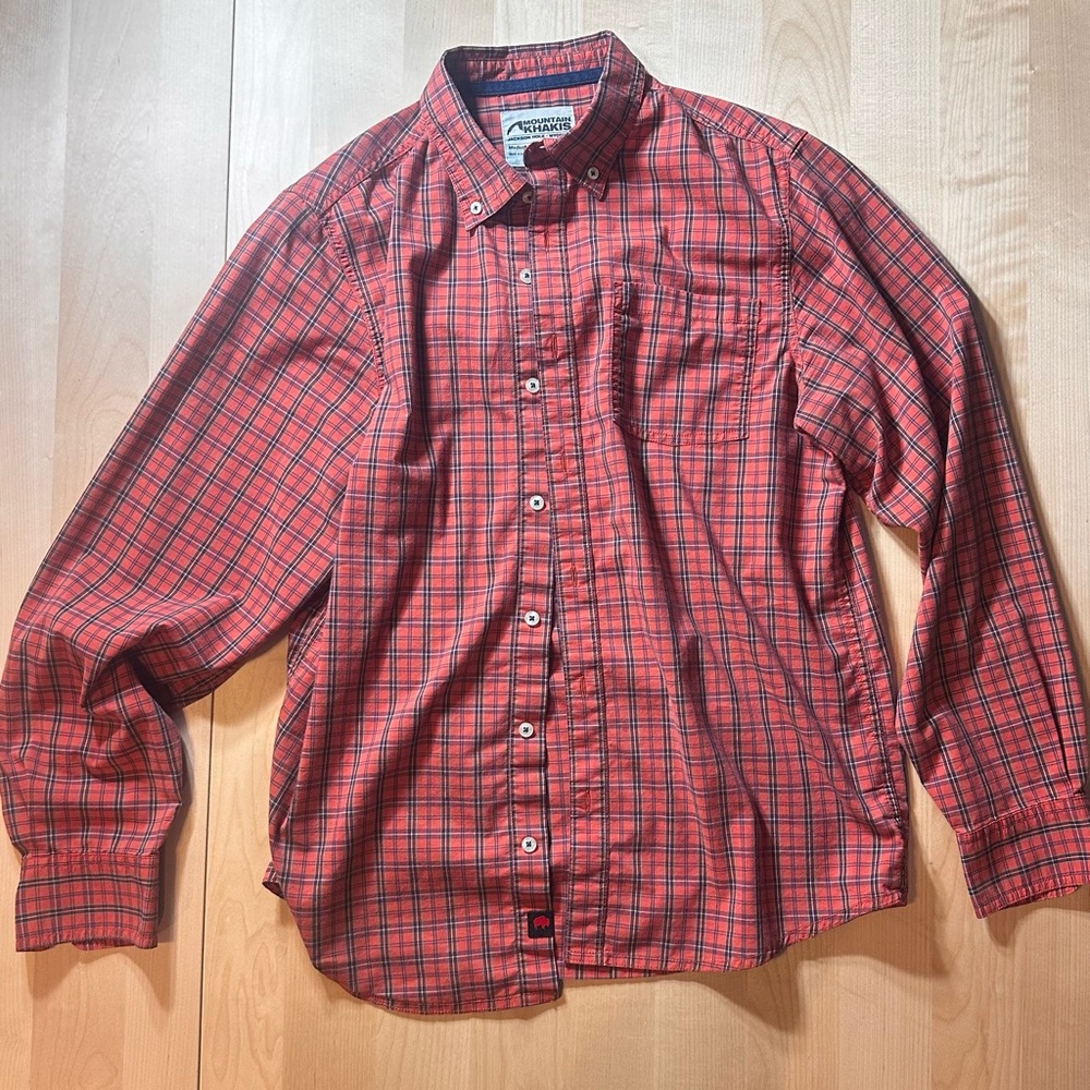 Mountain Khakis Shirt Long Sleeve Red Mens Medium Woven Button